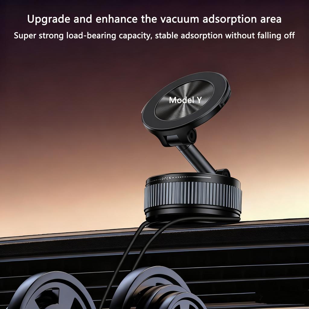 Vacuum Suction Magnetic Phone Holder For Tesla Model 3/Y 360° Rotation Adjustable Magnetic Phone Bracket Foldable Car Stand Cell