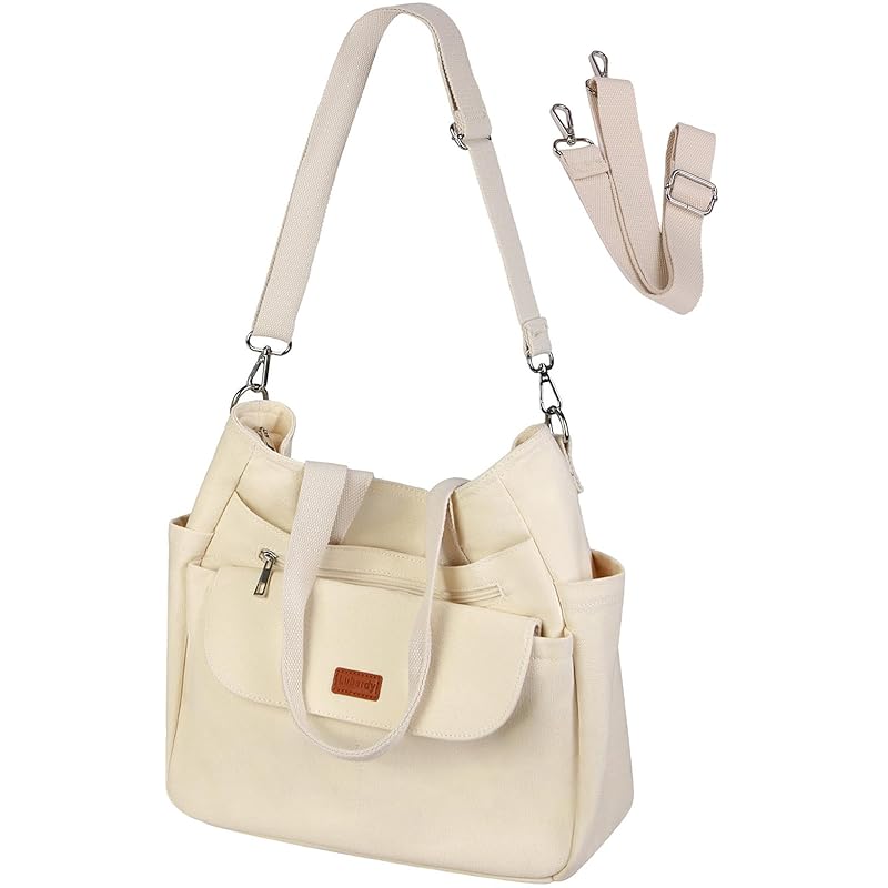

[Lubardy] tote bag canvas ladies large capacity a4 shoulder bag men s canvas Water repellent Shoulder bag Crossbody 2 colors 2WAY With zipper