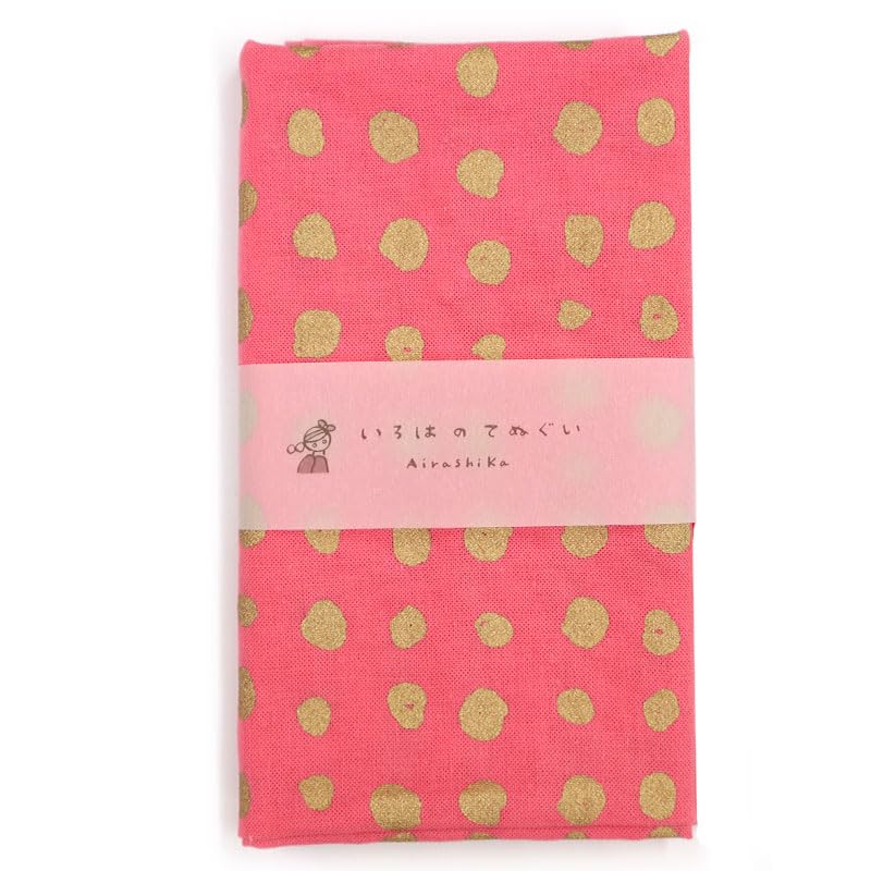 

Iroha Tenugui Hand Made in Neon No Fray 90 x 33 cm Kinmame-shibori (Tenugui Towel), 100% Cotton, Japan, Pink, Prevention,
