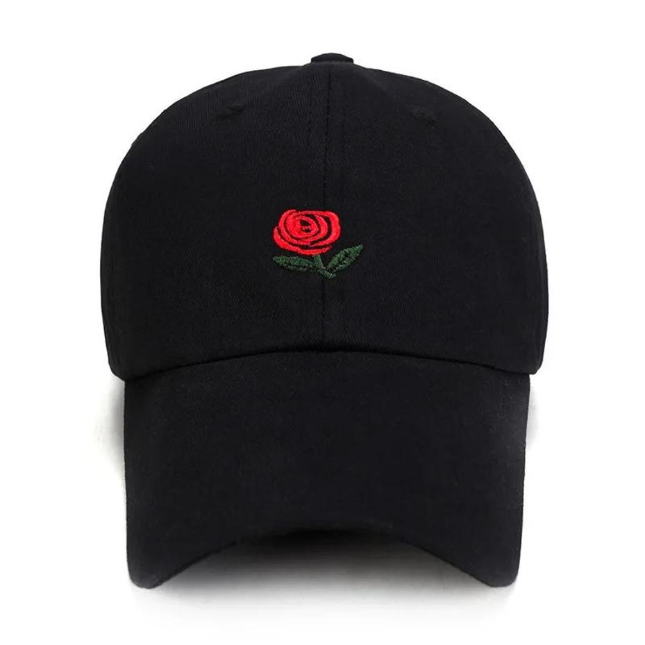 1 Pcs Unisex Rose Embroidery Baseball Cap For Men Women Flower Cap Rapper Street Hip Pop Hats Cap Outdoor Sports Men Female Hat