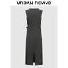 UR Women's Metal Buckle Pleated Sleeveless Dress