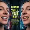 Grillz dentale a forma di cuore traforato placcato oro 18 carati, gioiello personalizzato per denti.