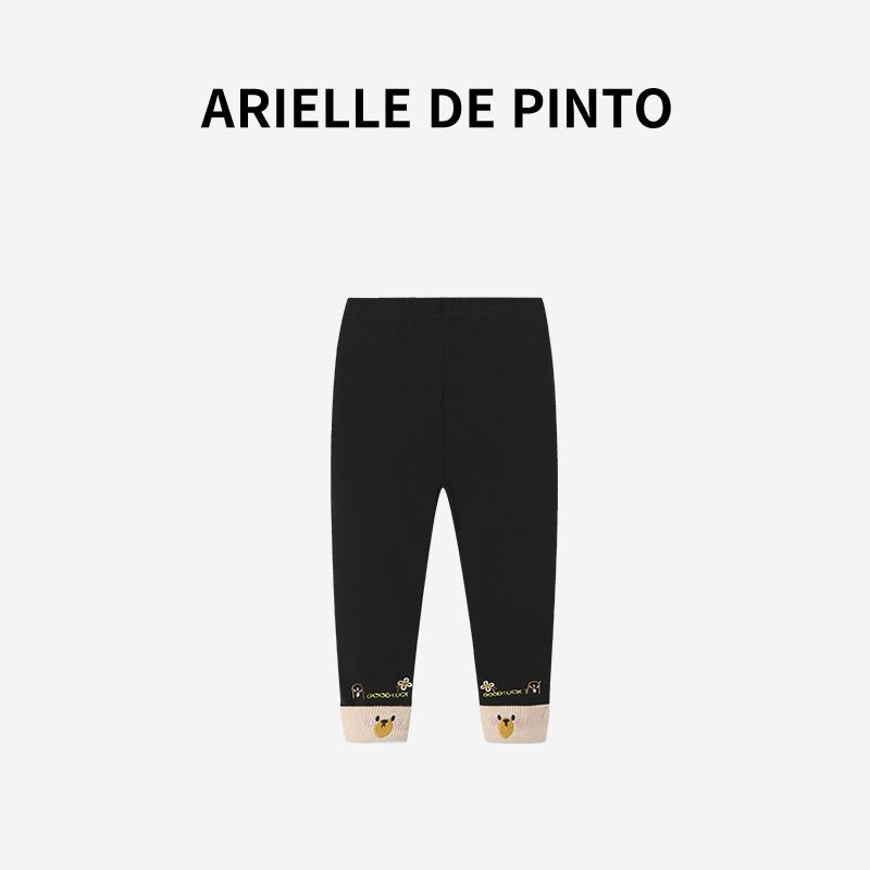 French Arielle De Pinto Girls' Pants Autumn Fashion Casual Children's Embroidered Ankle Leggings