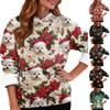 Sweat-shirt à capuche à manches longues et imprimé de Noël pour femme