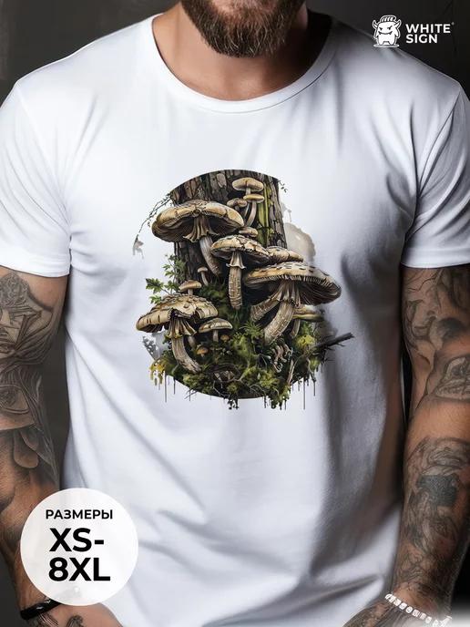 Oversized summer T-shirt with Mushrooms print 3XL