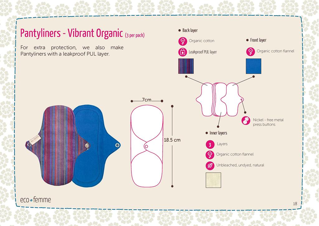 Cloth Sanitary Napkins from South India Daily 6 Count GOTS Certified "Eco Femme" (Skin-Tone, Waterproof/Non-Waterproof) - Lightweight, Use, + Pouch,