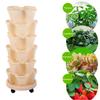 Vertical Planter Tower Garden, 6 Tiered Planter Stackable Herb Garden Planter with Movable Casters and Bottom Indoor and Outdoor