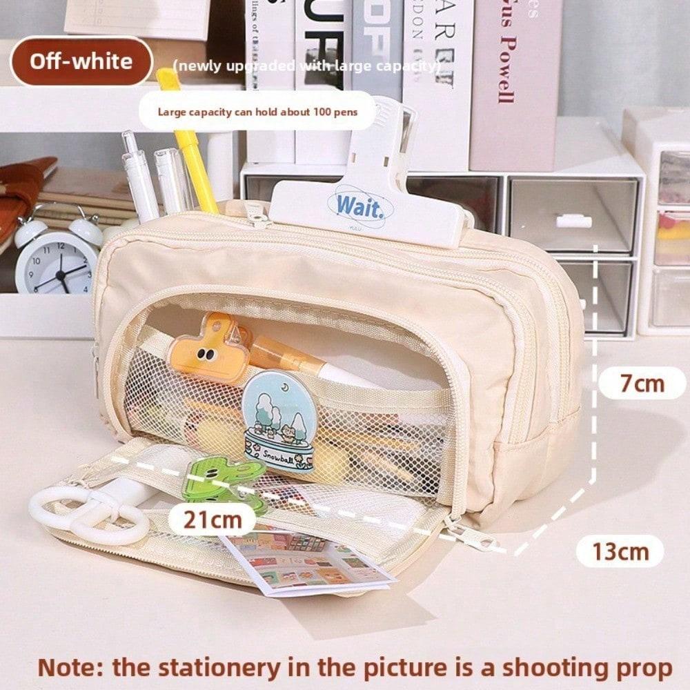 Grande Capacité Simple Étui à Crayons Japonais Nouveau Étui à Papeterie —Beige