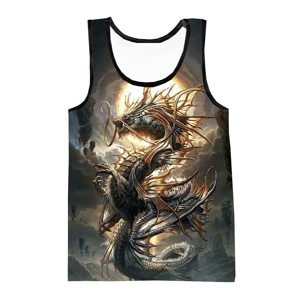 Dragon 3D Print Tank Tops Men's Fashion Streetwear Oversized Sleeveless Tank Top Bodybuilding Fitness Gym Male Vest Man Clothing