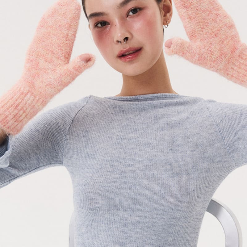 QUAFE LABEL KNITTED MITTENS_red orange