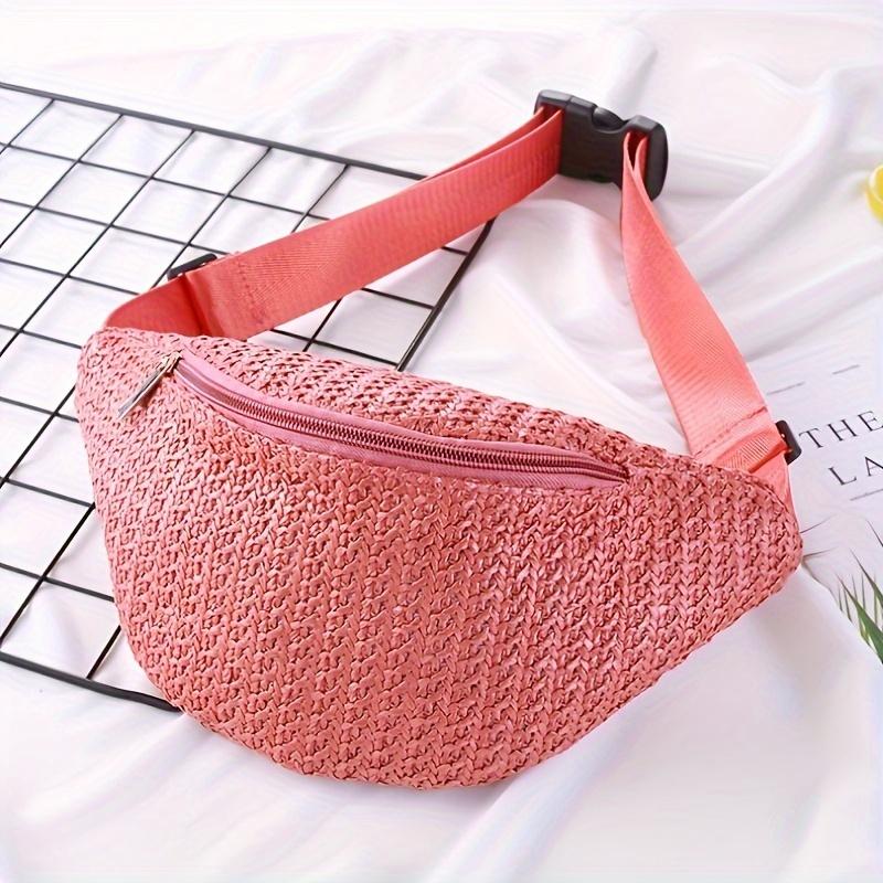Summer Ladies Casual Handbag Simple Fashion Trend Fanny Pack Woven Crossbody Bag Outdoor Travel Shoulder Chest Bag