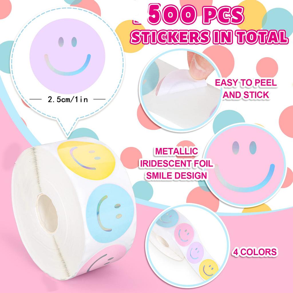 100-500pcs Cartoon Laser Round Stickers Birthday Party Gift Wrapping Label Scrapbook Reward Stationery Stickers