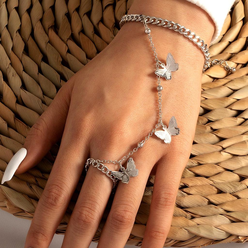 Jewelry, Fashionable Versatile Simple Alloy Bracelet Women, Creative Butterfly Pendant Temperament Women'S Jewelry