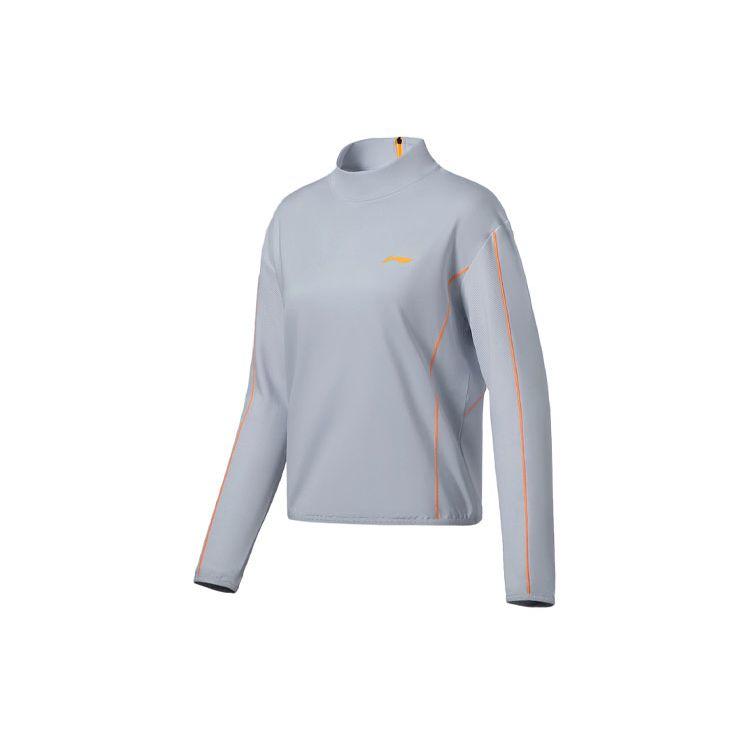 

Li Ning Свободная спортивная футболка с длинным рукавом и полувысоким воротом для женщин Топы Светло-морозно-голубой ATLS012-1 S