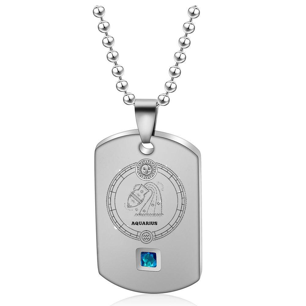 12 Constellations Glossy Military Brand Laser Engraving Fashion Necklace Couple Fashion