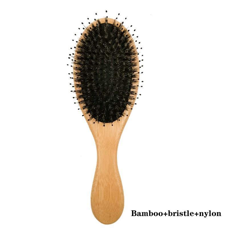 Natural Boar Bristle Hairbrush Massage Comb Anti-static Hair Scalp Paddle Brush Beech Wooden Handle Hair Brush Comb Styling Tool