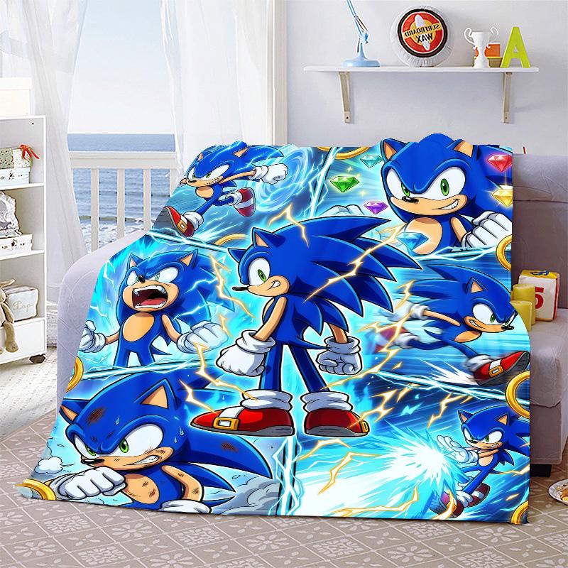 Sonic Cozy Throw Blanket Flannel Soft Warm Lightweight Blanket for Bed Sofa Home Decor -QJY
