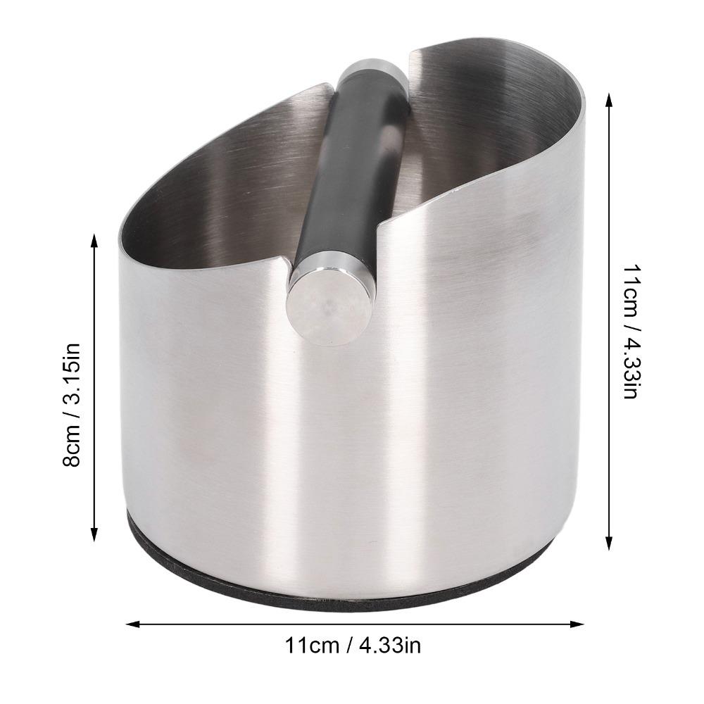 Stainless Steel Coffee Dump Bin Rubber Base Espresso Knock Box Stainless Steel Knock Box  Home Use