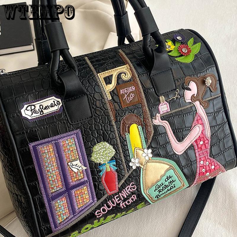 WTEMPO Kvinner stor håndveske skulderveske broderisett dekorasjonssømveske