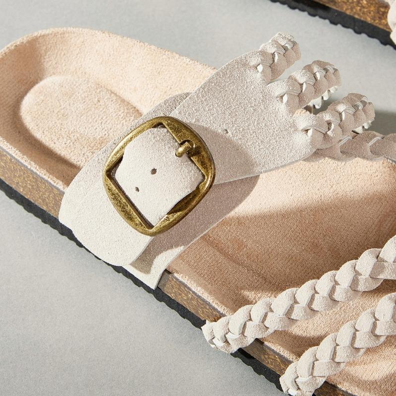 Fashion Women Sandals Beach Flip Flops Soft Suede Insole Adjustable Strap Slip On Comfortable Casual Fashionable Summer Shoes