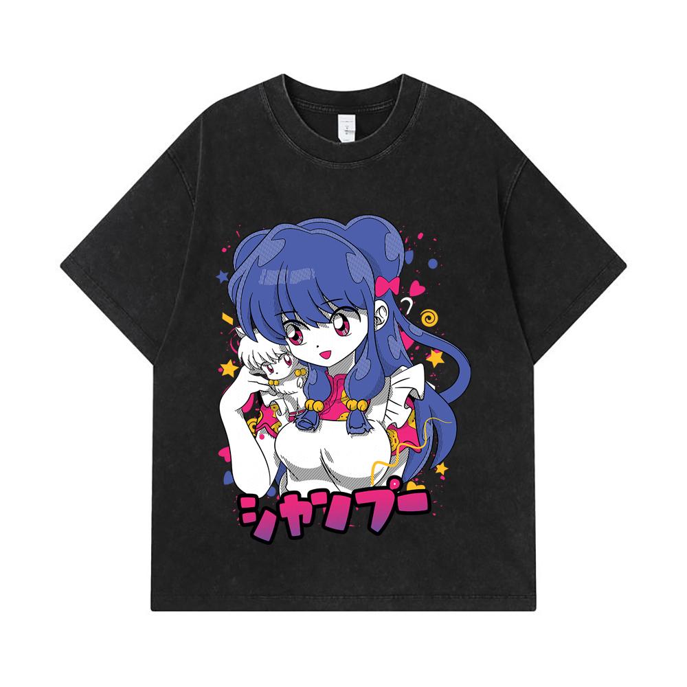 275 GSM Washed T-shirts 100% Cotton Ranma 12 V3 Shampoo Print Unisex Heavy Cotton T Shirt