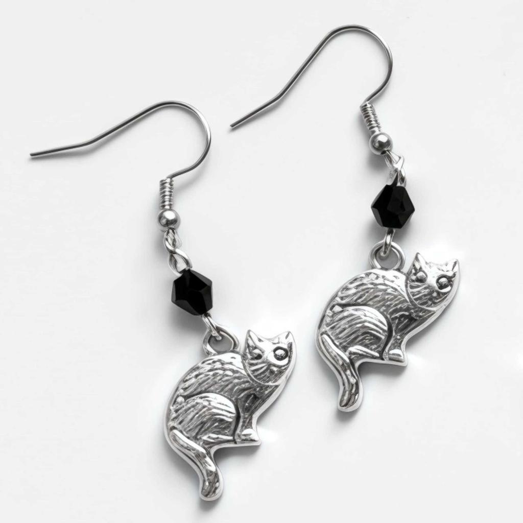 Pendientes Largos Retro Góticos Color Plata El Ojo de Horus Calavera Murciélago Cuervo Mariposa Gato para Mujeres Joyería de Fiesta de Halloween Regalos
