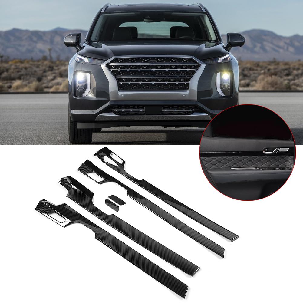 Car Interior Door Armrest Stripe Trim Carbon Fiber Style Fit for Hyundai Palisade 2019 2020
