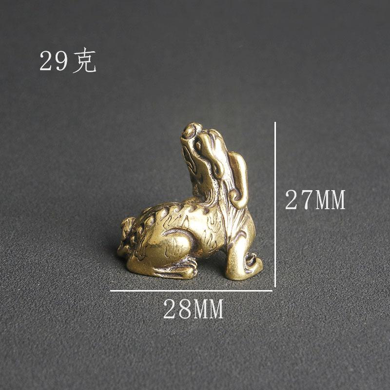 

Retro Brass Mythical Beast Miniatures Figurines Tea Pet Retro Copper Animal Kirin Small Statue Desktop Home Decoration Ornament