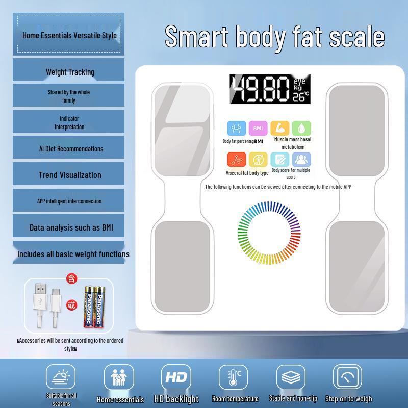 Bluetooth Body Fat Scale - Accurate Household Electronic Weight Scale for Adults