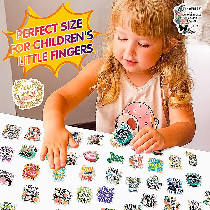 Bible Sticker Set Bible Inspirational Scrapbook Decals 50X Cute Journaling Stickers Colorful Jesus Stickers For Scooter Phone