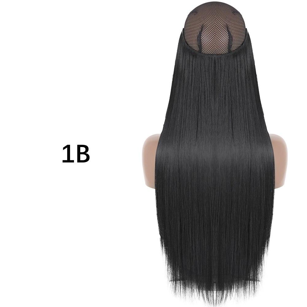 MERISIHAIR Clip-less Synthetic Hair Extensions Invisible Line Hairpiece 16 22 32 Inches Natural Black Brown Blonde for Women
