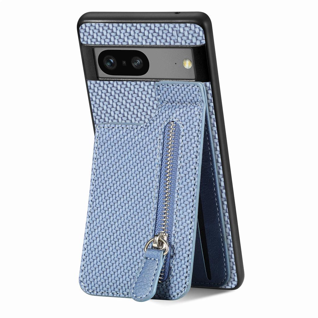 Zipper Wallet Cards Solt Case for Google Pixel 7 7 Pro 7A 6 6Pro 6A Coin Purse Carbon Fibre Pocket Cover Car Holder Magnet Funda