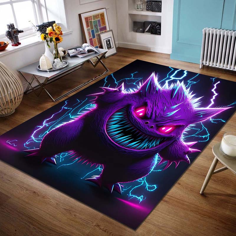 1ks Pokémon Gengar Potisk Kreslený Koberec Rohožka do Domu Obývacího Pokojíku Ložnice Pohovka Předsíň Dekorace Protiskluzová Podložka na Podlahu Kobereček do Dětského Koutku