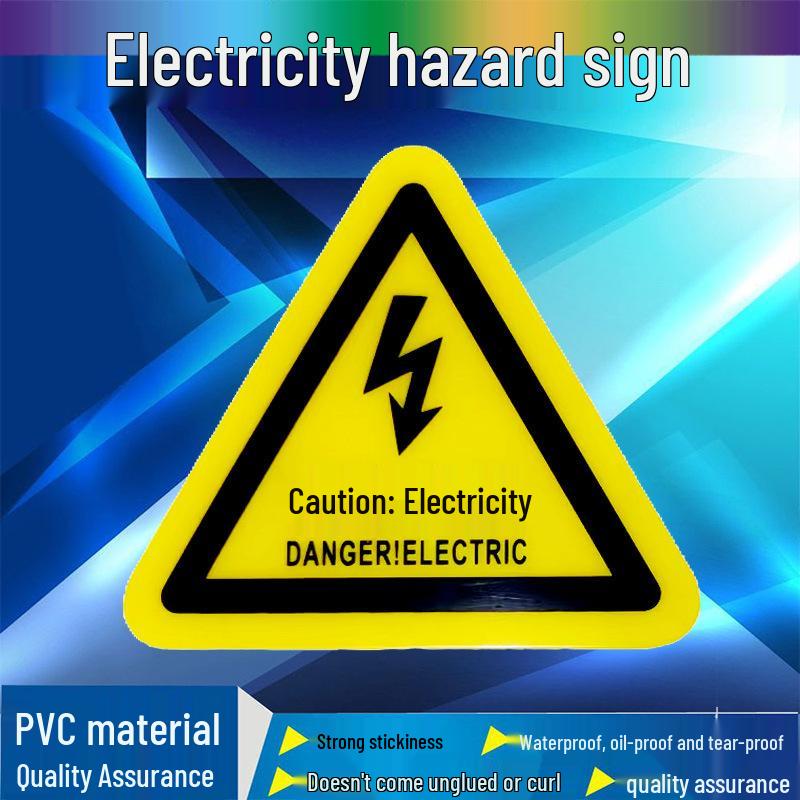 PVC Electrical Hazard Triangle Sign - Caution: Electric Shock Warning for Mechanical Equipment Safety