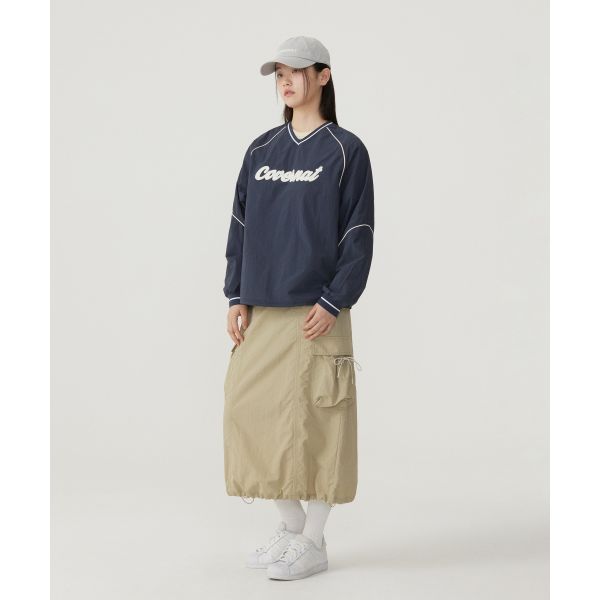 Covernat Early Autumn Solid Color Large Pocket Tie Comfortable Simple Casual Long Skirt Women skirts Light-Khaki CO2502SR75LK