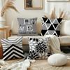 Fashionable and Simple Black and White Gray Geometric Pattern Printing Pillowcase Sofa Cushion Cover Home Room Decoration
