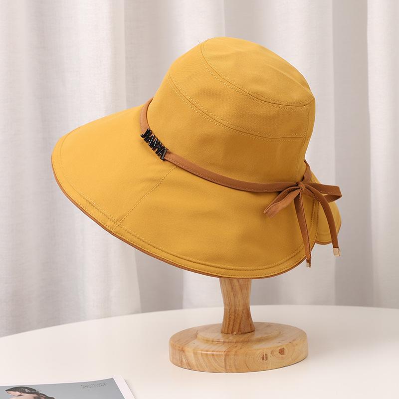 

Дизайнерская шляпа Sense Cross Tether Bow Boutique из ткани для женщин, корейская летняя шляпа с защитой от ультрафиолета, большая шляпа от солнца Tide M（56-58cm）