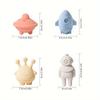 4pcs Baby Silicone Bath Squeeze Toys,Rocket, Alien,Egg Press,Squirt Toys with Squeeze Down Water Dispenser, Textured Bath Time Toys for Infants