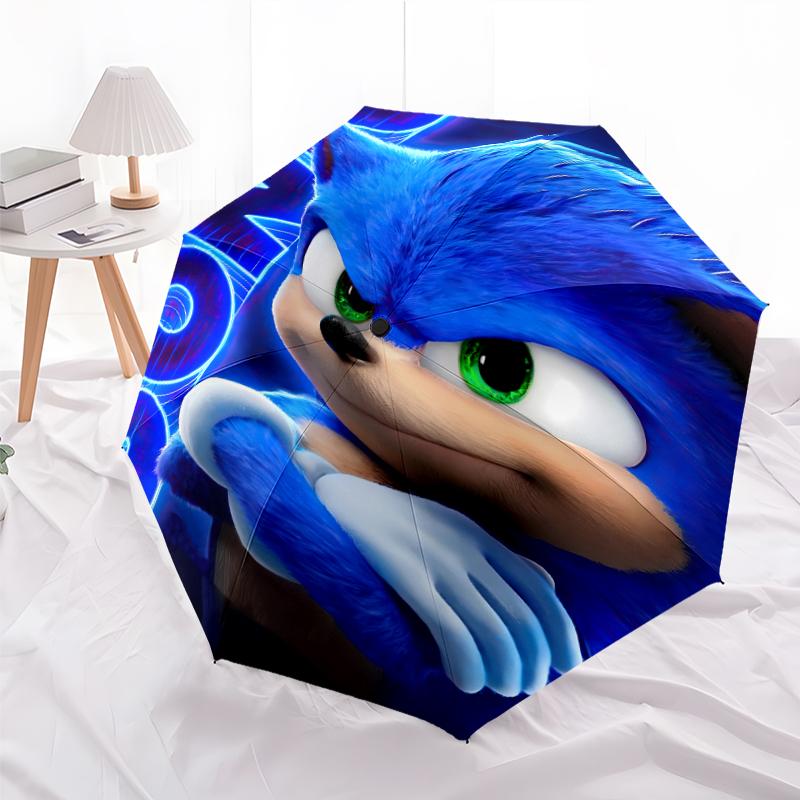 Printed Sonic the Hedgehog Printed Folding Umbrella,Outdoor,Leisure,And Travel Umbrella,Durable Umbrella Fabric,Birthday And Holiday Gift