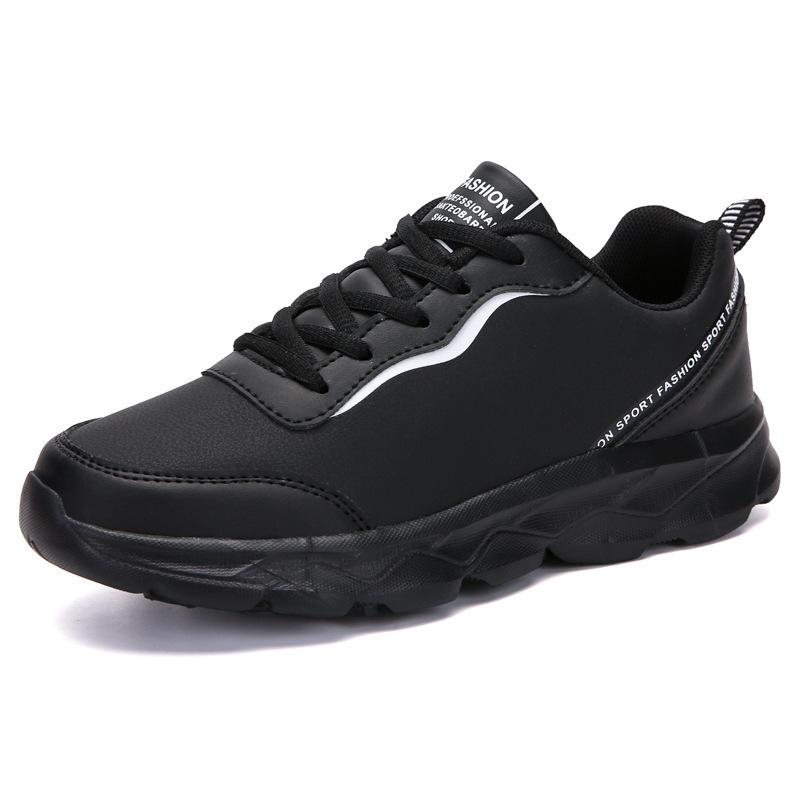 Four Seasons Leather Running Shoes Women's Flat-bottomed Casual Sneakers Travel Shoes Tide Single Shoes Soft-soled Shoes Large Size