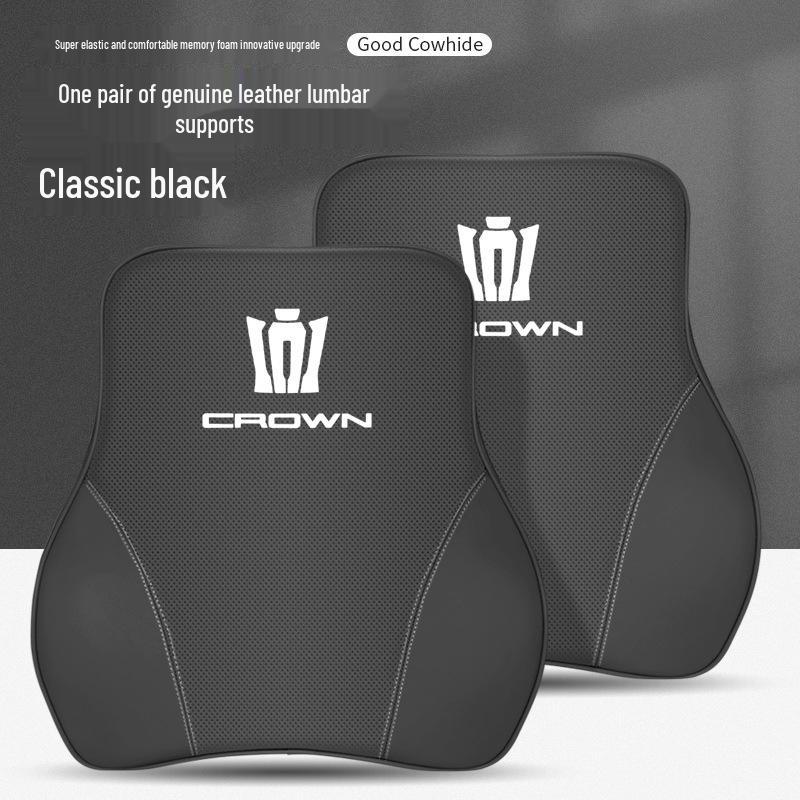 Genuine Leather Headrest & Lumbar Support for Toyota Crown Land Cruiser - Comfortable Neck Support & Decorative Accessory