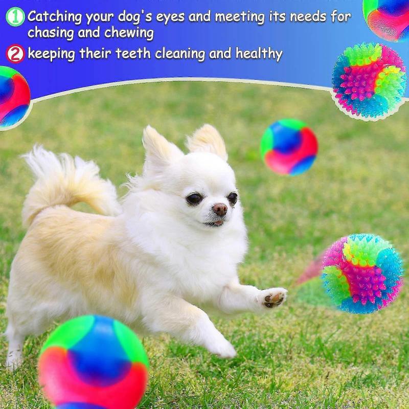 4 Pieces Light Up Dog Balls Glowing Elastic Balls Led Flashing Spike Pet Balls Molar Ball Pet Light Color Balls Interactive