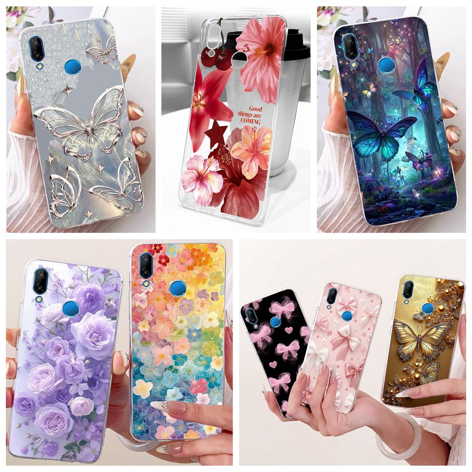Luxury Flower Butterfly Bow Pattern Casing For Huawei Nova 3e 3i Back Cover Clear Soft Silicone Phone Case For Huawei P20 Lite