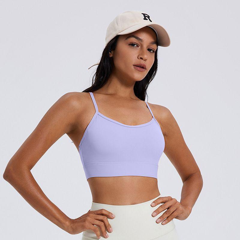 Export Summer Spaghetti Strap Delicate Beauty Back Quick-Drying Bubble Wrap Sports Intimates Running Gym Top Yoga Clothes for Women