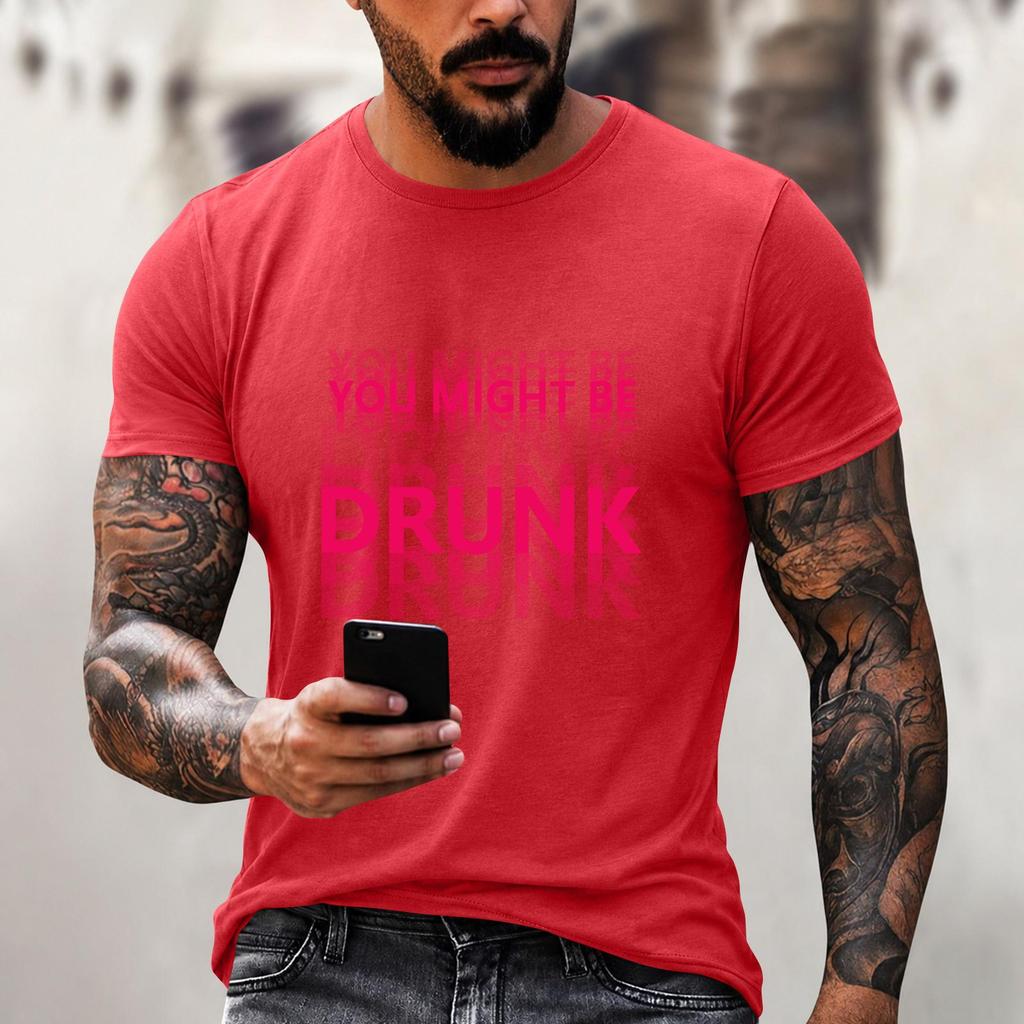 Men's Quirky Casual Loose Fit Letter Print T-Shirt for Daily Wear