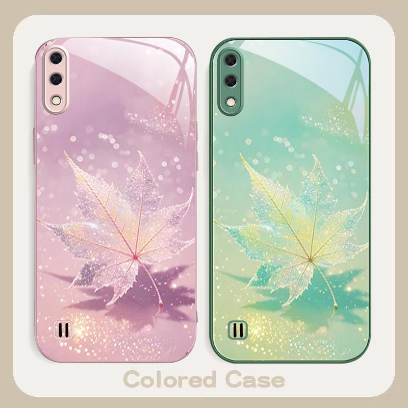 Green Maple Leaf Texture For Samsung A01 A02 03 Core 04 05 06 10 12 13 14 5G 15 16 M02 12 Note 8 9 10 20 glass Ultra phone case