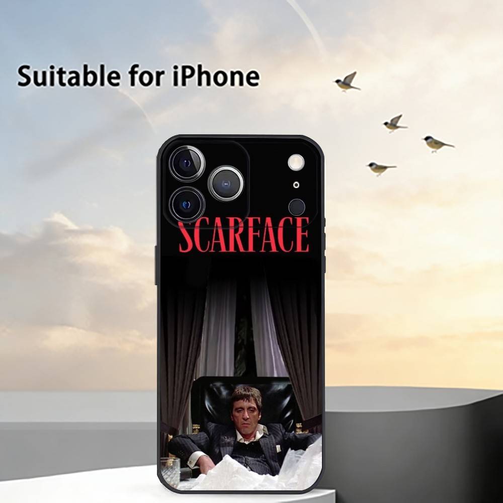 R-Scarfaces T-Tony Montana Phone Case For iPhone 17,16,15,14,13,12,11 Plus,Pro Max,XS,Soft Silicone Black Cover