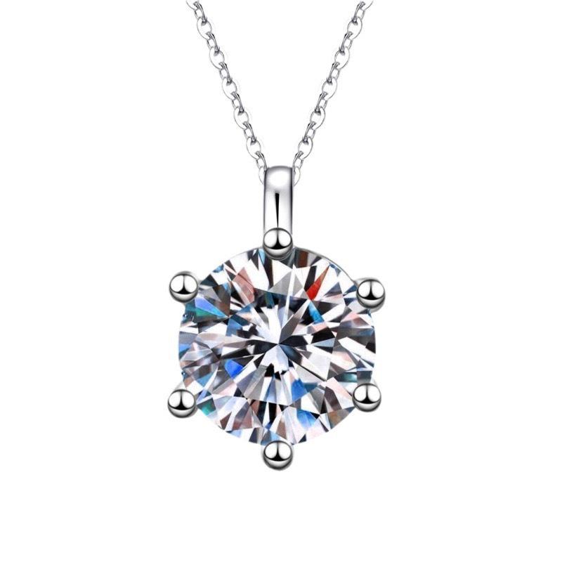 Korean Style Six-Claw Zircon Pendant Necklace - Simple Clavicle Chain Jewelry