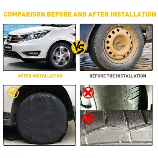 4PCS Waterproof Tire Covers Wheel & Tyre RV Camper Trailer Sun Protector 27"-29"