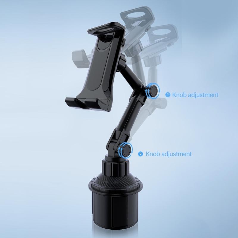 Vehicle Cupholder Tablets Bracket with Expandable Base for Pad 4-12.9inch Devices